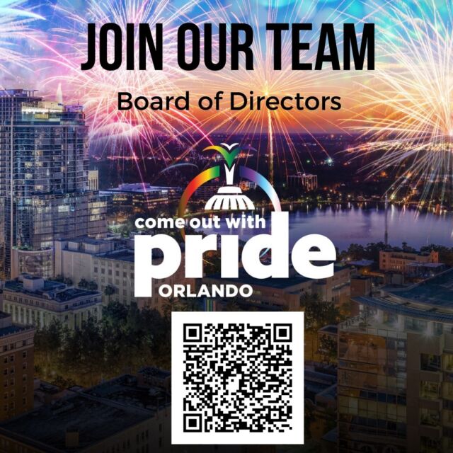 🤩 APPLICATION DEADLINE IS TOMORROW 🤩Are you full of ideas? 🤔Any good at planning events? 📝Passionate about the LGBTQ community in Florida? 🏳️‍🌈If you answered yes to any of these questions, we urge you to apply to Come Out With Pride’s Board! We’re looking for some new members to join our Board of Directors in 2024. Come Out With Pride is looking for more folks to help us foster an inclusive, diverse team all while putting on amazing events, cultivating relationship with other business and individuals, and being an ambassador for Come Out With Pride and its values. Sound interesting? Use the link in our bio or the QR code above to apply today! Get your applications in before December 1st!