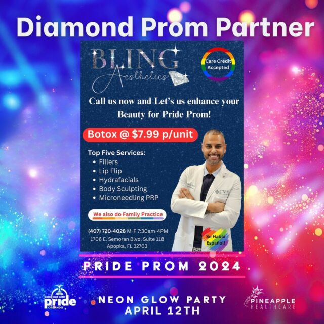 Big shoutout to our amazing Diamond Level Pride Prom Partner, Bling Aesthetics! We can't express how thankful we are for your incredible support. 🌈💗🤳🏽