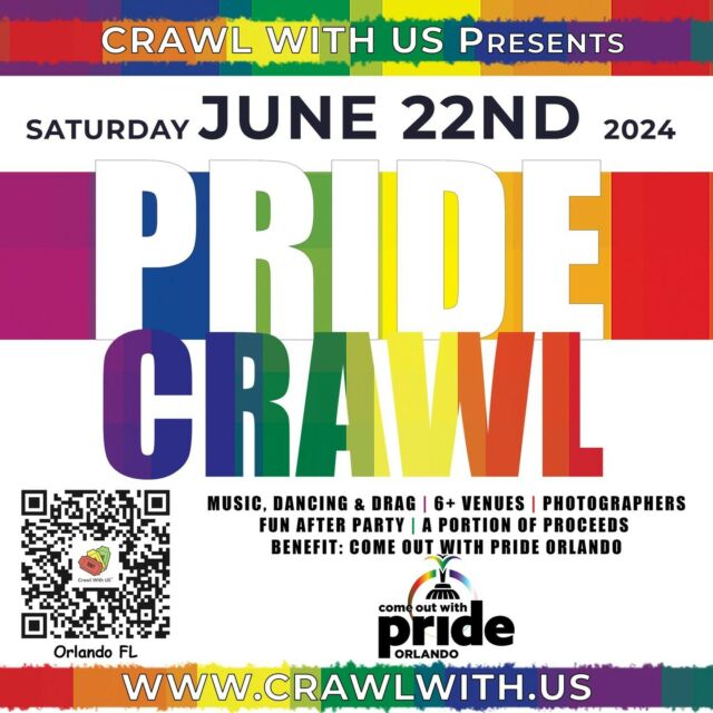 🍻 Come and participate in the exciting Pride Crawl! In support of Come Out With Pride Orlando, 20% of the proceeds from this event will be donated to us. 🙌🏽🌈⁠⁠For more info visit -->> Link in the Bio