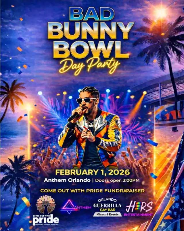 🔥🇵🇷 MONDAY CHECK-IN! 🇵🇷🔥⁠We’re heading into the week with big energy — and tickets are moving fast!⁠⁠🎉🇵🇷 Bad Bunny Bowl – Day Party 🌈🔥⁠Early Bird tickets are officially SOLD OUT (thank you!!), and we now have a limited number of $10 tickets left. Once these are gone, we’re sold out.⁠⁠📅 Feb 1, 2026 | 3PM–8PM (Doors open at 3PM)⁠📍 Anthem Orlando⁠⁠🎧 DJs:⁠DJ Mozed🔥⁠Remeice The DJ 🎶⁠⁠🎤 Host:⁠Cynct Bobyadi 🌈🔥⁠⁠🌟 Live Performances by:⁠Orusha San Miguel ✨🇵🇷⁠Angel Rush 🔥🌈⁠⁠🎟 $10 tickets available now⁠⏳ Limited quantity — grab yours this afternoon before they’re gone!⁠⁠👉🏾 Link in the Bio⁠⁠A little Monday motivation: lock in your plans, support Pride, and get ready for a loud, joyful, Latin Pride day party 🇵🇷🌈🔥⁠⁠⁠⁠