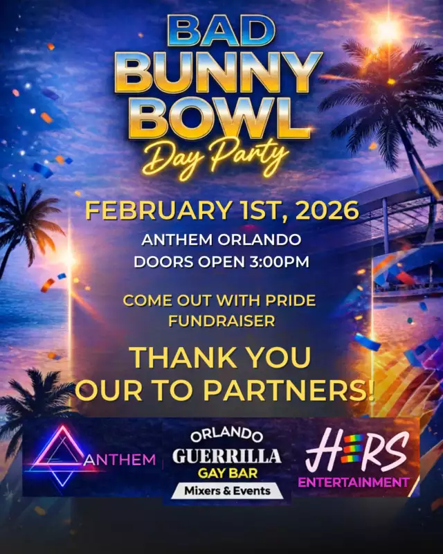 Tomorrow we turn the volume UP and the gratitude ALL the way up 💜✨🎶⁠⁠As we get closer to the Color of Courage Collective Bad Bunny Bowl – Day Party, we want to send another huge shoutout to the partners who help make this joy possible 🙌🏽🌈⁠⁠Anthem Orlando 🏟️🎶⁠Orlando Guerrilla Gay Bar 💃🏽🔥🌈⁠Her & Her Entertainment 🎤✨💜⁠⁠Because of this powerful community, this fundraiser is almost SOLD OUT 🎉🔥⏳⁠The energy is real, the vibes are ready, and only a few $10 tickets remain 🎟️💥⁠⁠👉🏾 Link in the Bio⁠⁠If you’ve been thinking about it, this is your moment⁠Come dance 💃🏽⁠Come celebrate 🎶⁠Come show up for queer Latin joy 🌈🇵🇷⁠⁠So much love, so much gratitude — nos vemos muy pronto en la pista 💜🔥💃🏽⁠
