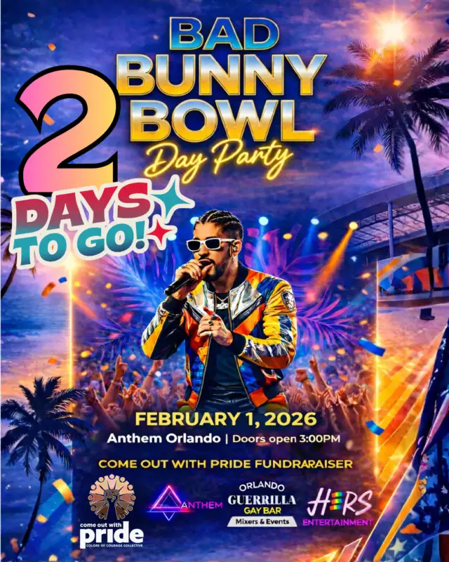 🎉 2 DAYS TO GO!⁠The party is almost here! 🌈🔥 Only 2 days until the ultimate Latin Pride celebration. ⁠⁠👉🏾 Tickets!! -->> Link in the Bio⁠⁠🎧 DJ Mozed 🔥⁠🎧 Remeice The DJ💿⁠⁠Serving salsa, merengue, dembow, and nonstop Latin beats that move the body, lift the spirit, and keep us dancing in our truth — todo el amor y todo el orgullo. 🇵🇷✨⁠⁠📍 Anthem Orlando⁠📅 Sunday, February 1, 2026⁠⏰ 3PM–8PM | Doors open at 3PM⁠⁠🎤 Hosted by Cynct Bobyadi⁠🌟 Live performances by Orusha San Miguel & Angel Rush⁠✨ Special Guest: Mala Mia ⁠⁠🎟 Early Bird is SOLD OUT⁠Only a few **$10 tickets** left — ¡no esperes! ⏳💥⁠Nos vemos en la pista. 💃🏽🇵🇷🌈⁠⁠⁠