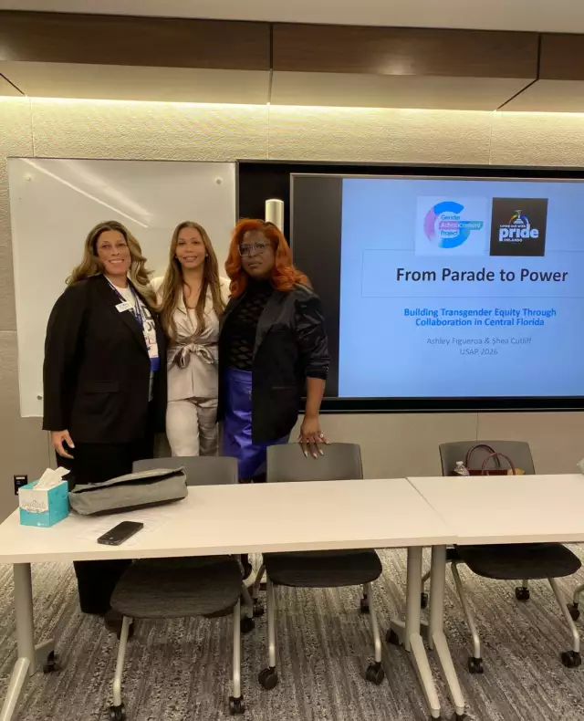 Huge congratulations to Shea Cutliff and Ashley Figueroa on an absolutely powerful showing at the USAP National Conference!!! 🎉🙌🏾⁠⁠From grassroots, local organizing to the national stage, they brought the vision with their session “From Parade to Power: Building Transgender Equity Through Collaboration in Central Florida.” 🌟🏳️‍⚧️⁠⁠They showed exactly how intentional collaboration and bold, community-driven leadership are reshaping organizations and pushing our movement toward real liberation. 💪🏽🌈✨🔥⁠