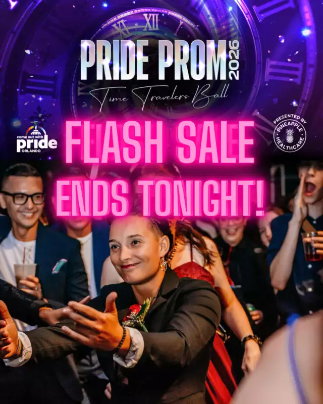 🌈✨🎉 Orlando… it’s time to travel through time in style! 🎉✨🌈🕰️💫 2026 Pride Prom: Time Traveler’s Ball📅 Friday, April 17, 2026📍 Orlando Science Center🎟️💥 FLASH SALE ENDS TONIGHT!⏳⚡👉🏾 $5 OFF OF EARLY BIRD TICKETS! 😱Link in the BioStep into a world of glamour, glitter, and live performances 🎶🕺Travel through the ages in your favorite era 🏰👑🎩, or invent your own time-bending look 🚀🪐💫 This is your night to shine, dance, and celebrate queer joy like never before! 🌟🌈💖🎉 Don’t wait! Snag your tickets, grab your friends, and join us for the most dazzling, time-bending Pride Prom ever! 🌟🪐🎟️💖✨#PrideProm2026 #TimeTravelersBall #OrlandoPride #COWP #QueerJoy #LGBTQIA #FlashSale #DanceThroughTime #CelebrateCommunity #ValentinesDayGift #GlitterAndGlow #PartyThroughTime