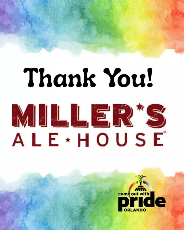Huge THANK YOU to our Community Partner, Miller's Ale House 🍔💜🌈⁠⁠This Florida-based restaurant and sports bar has been serving up steaks, chicken, burgers, salads, seafood, and all the classic favorites 🍤🥗🍗 — and they brought that same energy and hospitality to us!⁠⁠We’re so grateful for their incredible hospitality in hosting our Volunteer Appreciation Event 🫶🏽✨ Thank you for creating a welcoming space where we could celebrate the amazing volunteers who make our Pride possible all year long! 🎉🌈
