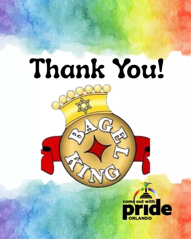 Huge THANK YOU to our Community Partner, Bagel King 🥯💜🌈⁠⁠This family-owned Orlando favorite has been serving up authentic New York–style kettle baked bagels and more for over two decades 🗽✨ — and they always show up for our volunteers! 🫶🏽⁠⁠We’re so grateful for local businesses like Bagel King that show up for our community and our volunteers 🫶🏽🌈 Thank you for being part of Orlando’s story and for supporting our Volunteer Appreciation Event and the work we do all year long! 💛🎉