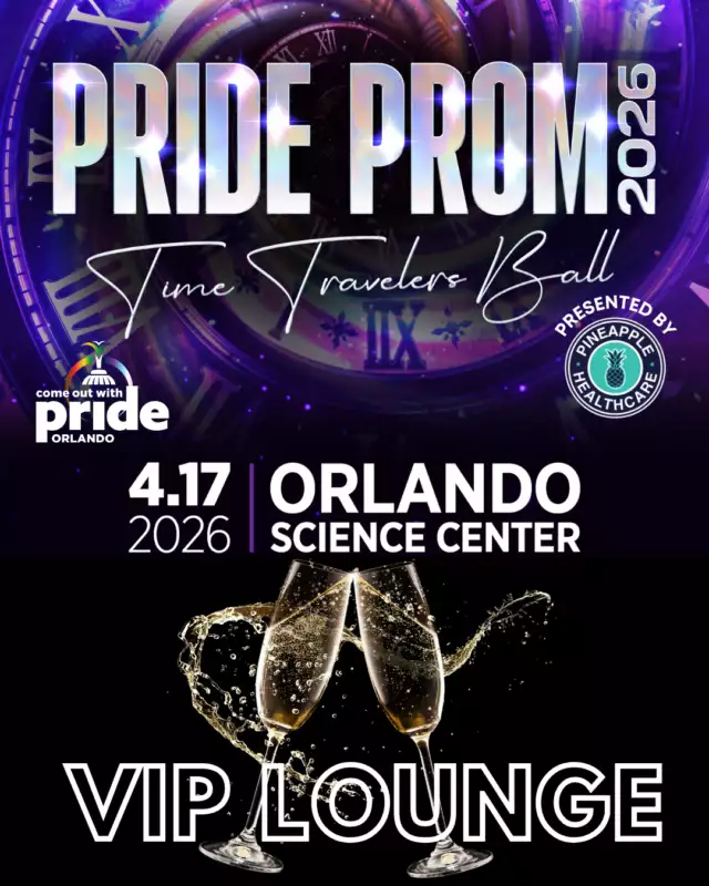 ✨👑 LEVEL UP YOUR PRIDE PROM EXPERIENCE 👑✨⁠⁠If you’re coming to Pride Prom: Time Traveler’s Ball, why not do it in full VIP style? 🌈💎⁠⁠Our VIP Lounge Experience is your chance to make a grand entrance, skip the lines, and celebrate the night with a little extra sparkle. This is where the party meets luxury, comfort, and unforgettable moments. ✨⁠⁠As a VIP guest, you’ll enjoy:⁠⁠🥂 Two complimentary drink tickets + access to two exclusive private VIP bars (non-alcoholic options available)⁠🍴 Tasty light bites served in the VIP Lounge⁠🛋️ A luxurious lounge area perfect for meeting, mingling, and unwinding between dances⁠🚪 Skip the line with your dedicated VIP entrance for a seamless arrival⁠⏰ Early entry at 7:30 PM so you can start the night before everyone else⁠📸 Exclusive Meet & Greet + photo opportunity with Pride Prom talent, with complimentary photos to capture the moment⁠⁠Make your entrance. Sip, mingle, and celebrate queer joy in style while dancing through the decades at the Time Traveler’s Ball. ⏳💃⁠⁠🎟 Early Bird tickets are available for a LIMITED TIME — and VIP spots are extremely limited.⁠⁠👉🏾 Link in the Bio⁠⁠Secure your VIP experience now and make Pride Prom a night to remember. 🌈✨⁠⁠#PrideProm #VIPExperience #TimeTravelersBall #QueerJoy #OrlandoPride