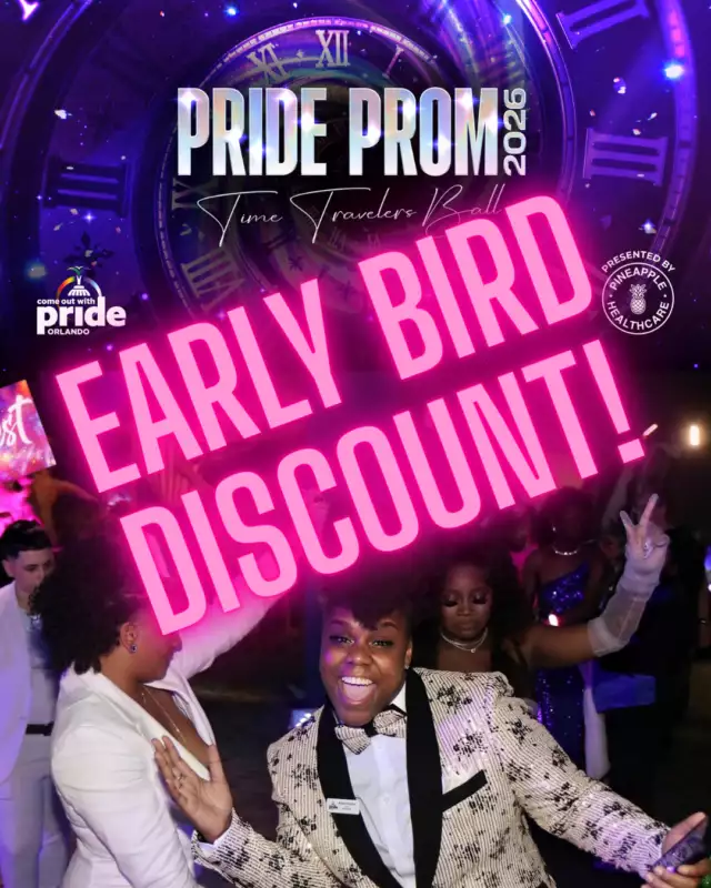 🎟️✨ Early Bird tickets for 2026 Pride Prom are ON SALE NOW! ✨🎟️⁠⁠This is your sign. Your glitter-filled, dance-floor-calling, group-chat-texting SIGN. 📱💫⁠⁠We’re getting ready to dance through the decades at the 2026 Pride Prom, and trust us — you do NOT want to be the one who waited and paid more later. 🚫💰 Early Bird pricing won’t last forever!⁠⁠Last year we welcomed over 1,000 attendees and the energy was unmatched 🔥 This year? We’re going even bigger, even bolder, and even more fabulous. 🪩✨⁠⁠So while that direct deposit is still fresh…⁠Grab your crew.⁠Secure your tickets.⁠Start planning the outfits. 👗🕺🏽👑⁠⁠Let’s make 2026 the most iconic Pride Prom yet! 🌈💖⁠⁠🎟️ Get your Early Bird tickets NOW before they’re gone!⁠👉🏾 https://www.eventeny.com/events/2026-pride-prom-at-the-orlando-science-center-27517⁠⁠#PrideProm2026 #DanceThroughTheDecades #PaydayPlans #FriYAY⁠