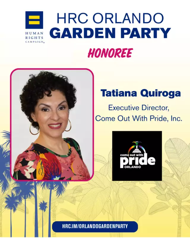 💐🌈 Big news! Come Out With Pride’s own Tatiana Quiroga (she/ella) is being celebrated at HRC Orlando’s first-ever Orlando Garden Party! Join us for a day of flowers, fun, and honoring incredible leadership in our LGBTQIA+ community. ✨💛⁠⁠📅 March 21, 2026 | 🕐 1 PM⁠🎟️ Get your tickets here: https://orlando.hrc.org/events/orlando-garden-party
