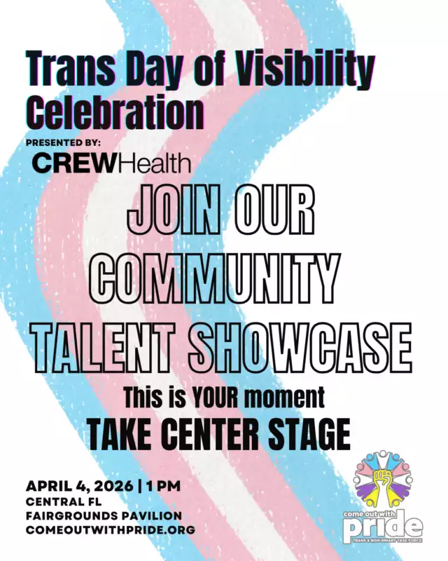 🎤🏳️‍⚧️ SHOW US WHAT YOU GOT: COMMUNITY SHOWCASE 🌟⁠⁠We’re opening up the stage and we want YOU! 💃🏽✨⁠⁠For our Trans Day of Visibility Celebration, we’re looking for bold, creative, and authentic community members ready to take center stage and share their story, their joy, and their truth.⁠⁠This is your moment. Your voice. Your spotlight. 🌈⁠⁠✨ What we’re looking for Trans stories:⁠• Performances, storytelling, spoken word, dance, lip-sync, live art & more⁠• Anything that celebrates YOU and your journey 🏳️‍⚧️⁠• High-energy, engaging moments that connect with the crowd⁠⁠⏱ Timing: 3–5 minute spotlight per participant⁠🎭 Style: Creative, expressive, and authentically YOU⁠🌟 Vibe: Community-centered, joyful, and affirming⁠⁠Whether you’re ready to move the crowd, tell your story, or simply shine in your truth — we welcome you. 💜⁠⁠Let’s come together and truly celebrate Trans Day of Visibility by uplifting the TRANS voices and experiences of our community.⁠⁠👉🏾 Sign up to take the stage: Link in the Bio⁠⁠Spots are limited — don’t miss your chance to shine! ✨⁠⁠#TDOV #TransDayOfVisibility #ShowUsWhatYouGot #TransJoy #OrlandoPride #LGBTQIACommunity⁠