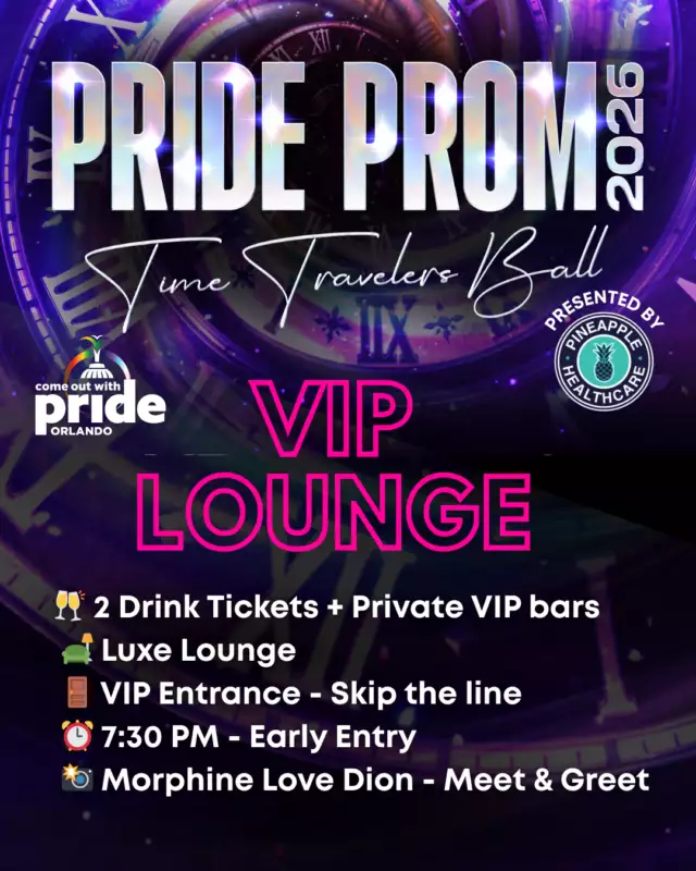 💸 Tomorrow’s Pay Day — time to get your glitter on and party like it’s 2099! 🕺🌈🎶⁠⁠🌈✨ Pride Prom: Time Traveler’s Ball 🪩💃⁠📍 Orlando Science Center (21+) | 📅 Friday, April 17 | ⏰ 7:30 PM⁠⁠🎉 VIP Lounge Vibes:⁠🥂 Two complimentary drink tickets + private VIP bars⁠🛋️ Luxe lounge to mix & mingle⁠🚪 Skip the line with your exclusive VIP entrance⁠📸 Meet & Greet with Pride Prom talent + complimentary photos⁠⁠💫 Elevate your night, bring your sparkle, and dance through the decades in style — this is the posh, unforgettable party you’ve been waiting for. 🌟🪩⁠⁠🎟️ 👉🏾 https://www.eventeny.com/events/ticket/?id=27517