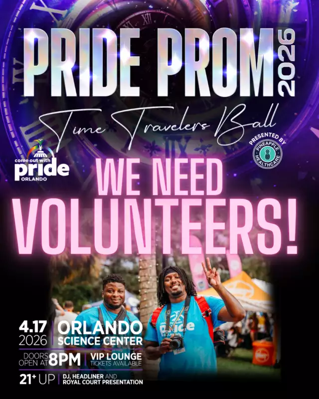 🌈 Help us make magic and give back to our community at Pride Prom 2026 💖 ⁠⁠This is your chance to be part of a night where everyone gets to show up as their authentic self and experience pure Queer Joy 🎉👑⁠⁠Join us at the Orlando Science Center on April 17, 2026 and be part of the team that brings this unforgettable night to life ✨ ⁠⁠From welcoming guests to keeping the energy high, every volunteer helps create a space where our community feels seen, celebrated, and loved 🖐🏽💫⁠⁠First time or returning—there’s a place for you here. We can’t do this without you!⁠⁠💥 Let’s make magic together 💥⁠👉🏾 Sign up to volunteer: Link in Bio