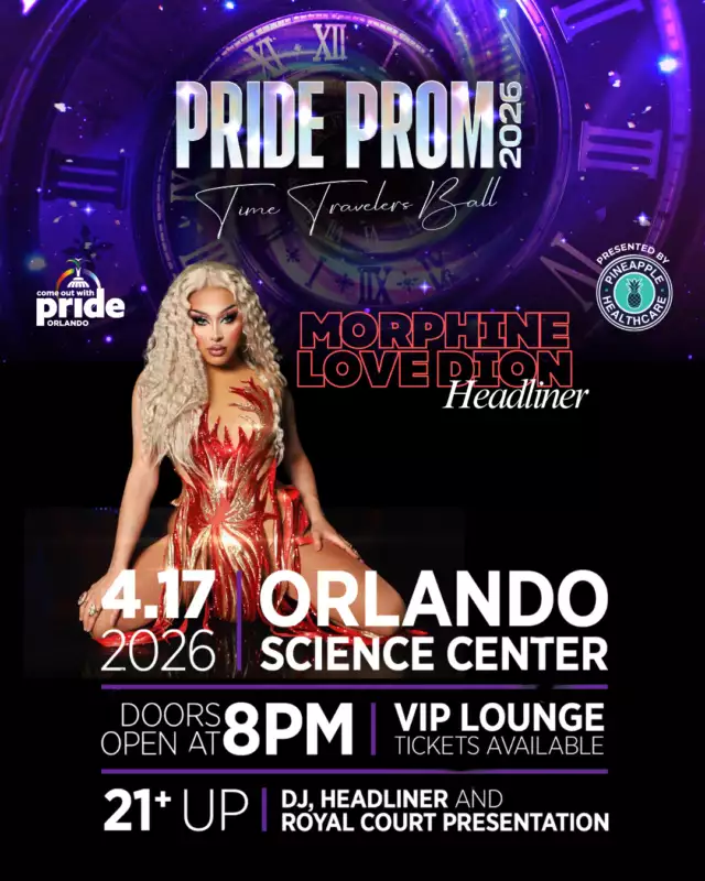 🌈🎉 Get ready to turn up the heat, Pride Fam! ⁠⁠👑 Our 2026 Pride Prom is just around the corner and you won't want to miss a second of it! 🔥✨ We're rolling out the rainbow carpet and welcoming back the dynamic duo, Blue Star and Darcel Stevens, as our fabulous hosts for the evening! 💖 ⁠⁠Let’s set the stage on FIRE with unforgettable moments, fierce looks, and all the love! ⁠⁠Who’s ready to dance, celebrate, and make some epic memories? 🙌🏾🏳️‍🌈 ⁠⁠April 17⁠21+⁠Orlando Science Center⁠Doors open at 8pm⁠More info - ComeOutWithPride.org⁠⁠Drop a 🔥 if you’re ready to shine with us! ⁠⁠#PrideProm2026 #LoveIsLove #SlayAllDay