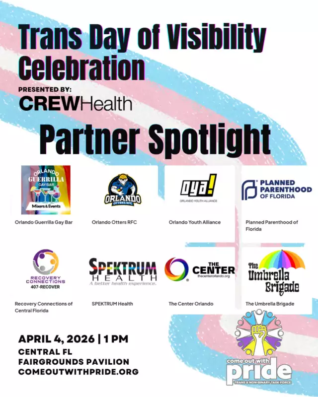 🎉🌈 Shoutout to Our Amazing Community Partners! 🏳️‍⚧️💖⁠⁠We are so lucky to have incredible folks centering Trans and Non-Binary voices! From uplifting the community and organizations to supporting events like Trans Day of Visibility, these partners help make our community vibrant, visible, and unstoppable**. ✨💫⁠⁠Let’s give them a huge round of applause 👏🏽👏🏽👏🏽 and keep celebrating the brilliance, resilience, and creativity they bring to Central Florida!⁠⁠💖 Interested in partnering or volunteering? ⁠⁠👉🏾 Let’s make more magic together! - Link in the Bio⁠⁠#TransDayOfVisibility #CommunityLove #TDOV2026 #TransAndNonBinaryVoices #CentralFloridaPride⁠