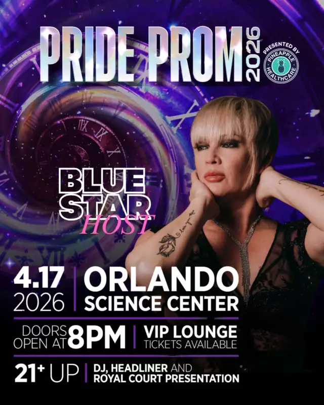 🌟💙 Orlando icon alert… Blue Star is hosting Pride Prom! 💙🌟⁠⁠Get ready for a night of glamour, laughter, and nonstop celebration as the legendary Blue Star takes the mic for Pride Prom: Time Traveler’s Ball, presented by Pineapple Healthcare. 👑✨⁠⁠A true staple of the Orlando drag and LGBTQIA+ community, Blue Star brings charisma, heart, and electric energy to every stage she touches. From witty banter to crowd-hyping moments, she’s ready to guide you through an unforgettable night of dancing, performances, and pure queer joy. 💃🌈💋⁠⁠Slip into your favorite era, grab your friends, and get ready to party as Blue Star hosts this fabulous evening filled with sparkle, sass, and celebration. 🎉✨⁠⁠💫 Pride Prom: Time Traveler’s Ball⁠🎤 Hosted by Blue Star & Darcel Stevens⁠👑 Headliner: Morphine Love Dion⁠💃 Performances by Lady Bri Adonis & Kitana Gemini⁠🌈 A night to dance, celebrate, and shine⁠⁠🎟 Get your tickets now and join us for the ultimate Pride celebration! 💥🌟⁠Tickets! -> LINK IN THE @ComeOutWithPride BIO ⁠⁠#PrideProm #BlueStar #TimeTravelersBall #QueerJoy #OrlandoPride #PineappleHealthcare⁠