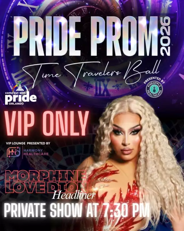 ✨💎 HAPPENING TONIGHT AT PRIDE PROM - Morphine Love Dion! 💎✨⁠⁠We’re just getting started… and trust us, you’re gonna want to be RIGHT where the action is 👀🔥⁠⁠💎 7:30 PM — VIP Doors Open (VIP ONLY)⁠Bars are open + light bites are being served 🍸✨⁠⁠Here’s what’s still coming up 👇🏽 with Morphine Love Dion ⁠⁠💎 7:45 PM — VIP ONLY - Private Show starring Morphine Love Dion (VIP ONLY)⁠💎 8:30 PM — VIP ONLY - Meet & Greet with Morphine Love Dion ⁠⁠🎭 9:30 PM — Main Show Begins⁠💎 10:05 PM — Morphine Love Dion — HEADLINER⁠⁠🎶 10:15 PM – 12 AM — DANCE PARTY 🪩💥⁠⁠The energy is building, the looks are SERVING, and the night is about to hit a whole new level 💃🌈⁠⁠👀 If you’re here… are you feeling the FOMO yet?⁠👀 If you’re not… you definitely should be 😏💥⁠