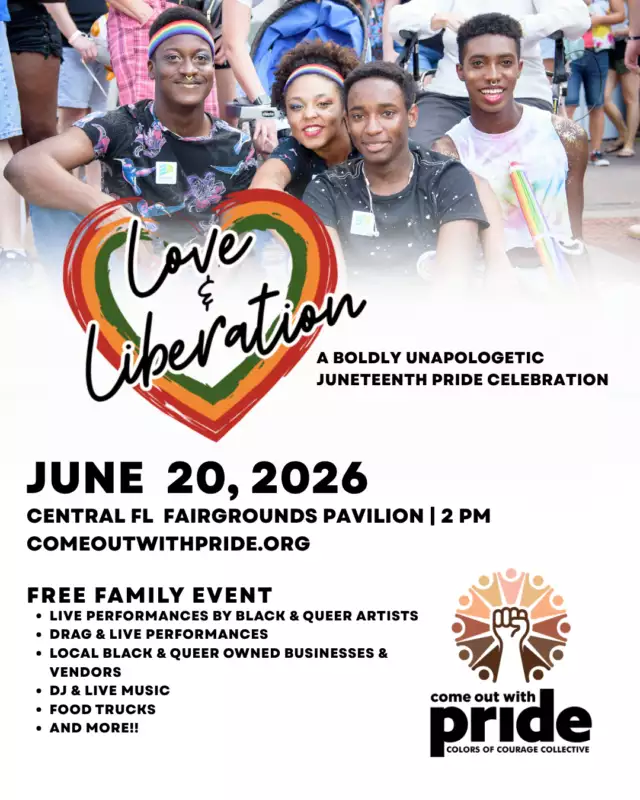 LOVE & LIBERATION IS BACK, BABY! ✨✊🏾🌈⁠⁠Our 2nd Annual Love & Liberation: Juneteenth Pride Celebration returns Saturday, June 20, 2026 at the Central Florida Fairgrounds — and we’re bringing the joy, the culture, the community, and the MAGIC of intersectionality with us 💖🔥⁠⁠This celebration honors the beauty, power, and liberation of Black queer and trans communities while creating space for all of us to gather in love, pride, and solidarity.⁠⁠💥 NOW SEEKING:⁠🛍️ Vendors & Marketplace Creatives⁠🤝 Sponsors & Community Partners⁠⁠Want to showcase your business, connect with thousands, and support a celebration rooted in joy, justice, and liberation?⁠⁠Be part of the magic. Be part of the movement.⁠⁠Support the power of intersectionality and help us make this year’s celebration even bigger, bolder, and more beautiful than ever. ✨⁠⁠🔗 Apply / Sponsor Today!! -->> LINK IN THE BIO⁠⁠#LoveAndLiberation #JuneteenthPride #SupportIntersectionality #BlackQueerJoy #OrlandoPride #VendorCall #SponsorOpportunity #PrideWithPurpose