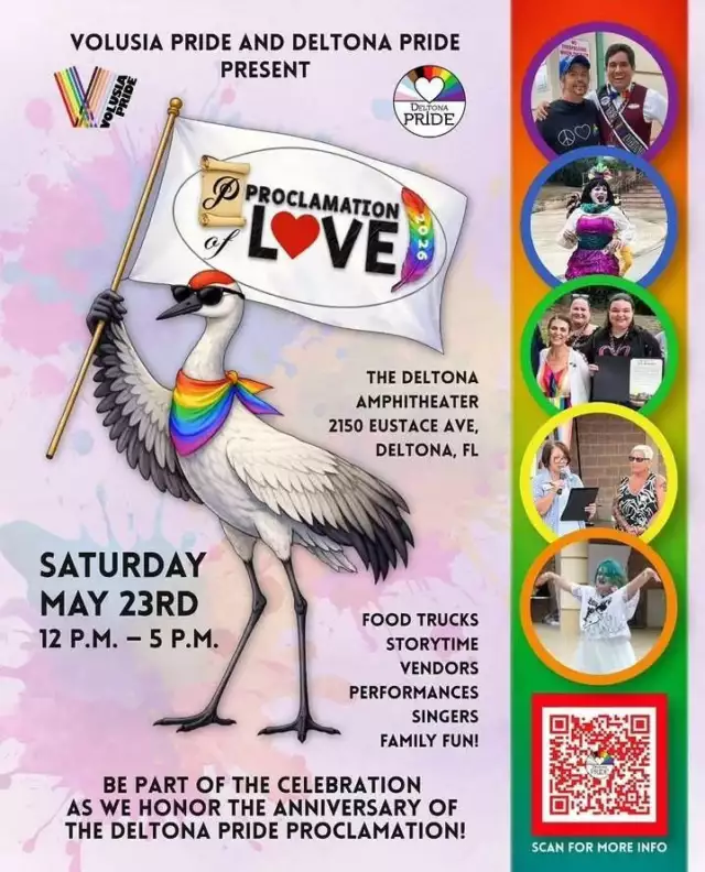 🚨TODAY IS THE DAY! -->> COMMUNITY PARTNER ALERT! 🌈⁠⁠Join us for a joyful afternoon of love, Pride, community, and storytelling at Proclamation of Love on Saturday, May 23 in Deltona! 🏳️‍🌈📚✨⁠⁠Right after the Mini Proclamation of Love Pride Parade at 1:30 PM, families and community members are invited to gather for a heartwarming Storytime beginning at 2:30 PM featuring incredible local leaders, advocates, and changemakers reading beloved inclusive books for all ages.⁠⁠And we are especially excited to share that our very own Executive Director, Tatiana Quiroga from Come Out With Pride, will be one of the featured guest readers! 🌈💖⁠⁠Storytime lineup includes:⁠📖 I’ll Walk With You by Carol Pearson — read by David Doyle (Tampa Gatherings)⁠📖 Plenty of Hugs by Fran Manushkin — read by Tatiana Quiroga (Come Out With Pride)⁠📖 Everything Possible by Fred Small — read by Sean Crumpacker (Equality Florida)⁠📖 Our Subway Baby by Peter Mercurio — read by Lauren Blake (Board Alumna, PFLAG Greater Orlando)⁠📖 Pride: The Story of Harvey Milk & the Rainbow Flag by Rob Sanders — read by beloved local activist Lady Guy⁠⁠Before Storytime, don’t miss the Mini Pride Parade at 1:30 PM! 🎉⁠Bring your decorated wagons, strollers, bikes, carts, or come dressed in your favorite Pride gear as the community parades together in celebration of love, joy, visibility, and unity.⁠⁠❤️ The parade will also include a special moment honoring veterans. Veterans are warmly invited to walk in the parade so the community can celebrate and thank them for their service.⁠⁠📍 Deltona Library⁠2150 Eustace Ave⁠Deltona, FL 32725⁠⁠📅 Saturday, May 23⁠🕜 Mini Pride Parade: 1:30 PM⁠📚 Storytime: 2:30 PM⁠⁠📧 Interested in joining the parade? Email: robinmimna@gmail.com ⁠⁠Everyone is welcome! 🌈✨⁠⁠#Deltona #VolusiaPride #DeltonaPride #ProclamationOfLove #ProclamationOfLove2026⁠