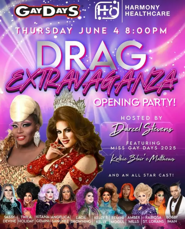 🌈 Community Partner Alert 🌈⁠⁠🎉 THURSDAY NIGHT at GayDays is officially FREE to the community! 🎉⁠⁠Celebrate Pride Month kickoff in Orlando with GayDays during their huge Drag Extravaganza Opening Party on June 4 at 8 PM, hosted by Darcel Stevens and featuring Miss GayDays 2025 Kolbie Blaire Matthews alongside an incredible all-star cast of entertainers. 👑✨⁠⁠The celebration does not stop there — after the opening show, the Thursday Night Pool Party will also be FREE and open to the community so everyone can join the fun, connect, and kick off Pride Month together. 🌴🏖️⁠⁠GayDays is celebrating its 35th Anniversary in 2026, and this iconic tradition is ready to welcome the community back for an unforgettable weekend of pride, joy, and celebration.⁠⁠📍 Holiday Inn & Suites Orlando SW – Celebration⁠📅 June 4–8, 2026⁠🎟️ Drag Extravaganza Opening Show + Thursday Night Pool Party are FREE⁠⁠Hotel rooms are still available but filling quickly as the celebration gets closer.⁠⁠#GayDays #GayDays2026 #OrlandoPride #PrideMonth #LGBTQ #FloridaPride #DragShow #PoolParty #GayOrlando #CommunityPartner⁠
