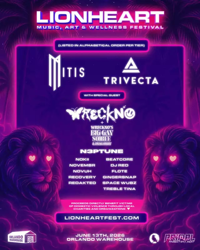 🦁💜 COMMUNITY PARTNER EVENT 💜🦁⁠⁠Looking for something fun to do this Saturday? Head to Lionheart Fest at the Central Florida Fairgrounds for an unforgettable day of music, art, community, and giving back!⁠⁠Come rave for a cause with an incredible lineup featuring Trivecta, MitiS, Wreckno, N3ptune, and more as they take over Orlando on June 13! 🎶✨⁠⁠💜 Helicopter Rides⁠💜 Frick Frack Blackjack⁠💜 Live Fashion Show⁠💜 Art Zone⁠💜 Vendor Village⁠💜 Workshops⁠💜 Wellness Resources⁠💜 And so much more!⁠⁠Even better? Proceeds from the event benefit Harbour House of Central Florida and One Heart for Women & Children, helping support important work right here in our community. 🌈⁠⁠Grab your tickets and learn more at -->> lionheartfest.com 💜⁠