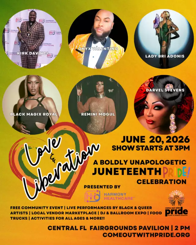 🔥🎶 THE STAGE IS SET! 🎶🔥 - THIS SATURDAY! 🖤❤️💛💚⁠⁠Get ready for an unforgettable afternoon of Black queer excellence, talent, and pure celebration at Love & Liberation: A Boldly Unapologetic Juneteenth Pride Celebration this Saturday, June 20!⁠⁠🏳️‍⚧️ Presented by Harmony Healthcare, this year's celebration proudly centers Black queer and trans joy, culture, creativity, and community. 🏳️‍🌈⁠⁠One thing we were incredibly intentional about this year? Spotlighting and investing in our amazing local Black queer talent. Every performance on our stage represents the creativity, artistry, and brilliance that already exists right here in our community—and we can't wait for you to experience it. ✨🖤🌈⁠⁠🎤 Hosted by the incomparable Darcel Stevens⁠⁠🎶 Featuring:⁠✨ A special duet performance by Kirk DaVinci & Onyx Valentino⁠👑 Black Magix Royal⁠💎 Lady Bri Adonis⁠💃 Remini Mogul presents a Destiny's Child drag performance you won't want to miss⁠🔥 UNITY Step Team⁠🎵 Soul Pop⁠🎧 Music sets by DJ Remeice keeping the energy high all afternoon⁠⁠📸 Plus, capture the memories with a FREE Photo Booth Experience provided by our friends at FireFly Photo Booth! Grab your crew, strike a pose, and take home a keepsake from this unforgettable celebration. ✨📷⁠⁠From powerful vocals and electrifying drag performances to stepping, dancing, and nonstop festival vibes, our entertainment lineup is bringing the energy, the joy, and the celebration of Black queer culture to the forefront. 🙌🏾🌈🔥⁠⁠🚪 Gates Open: 2:00 PM⁠🎭 Show Starts: 3:00 PM⁠🎉 Party Continues Until: 6:00 PM⁠⁠Come early, grab some amazing food, support local vendors, connect with community, and get ready to dance, celebrate, and experience a stage filled with incredible local talent.⁠⁠This isn't just entertainment—it's a celebration of culture, pride, freedom, and the brilliance of our Black LGBTQIA+ community. 🖤❤️💛💚⁠⁠Saturday is going to be BIG. Don't miss it! 🎉🔥🌈⁠