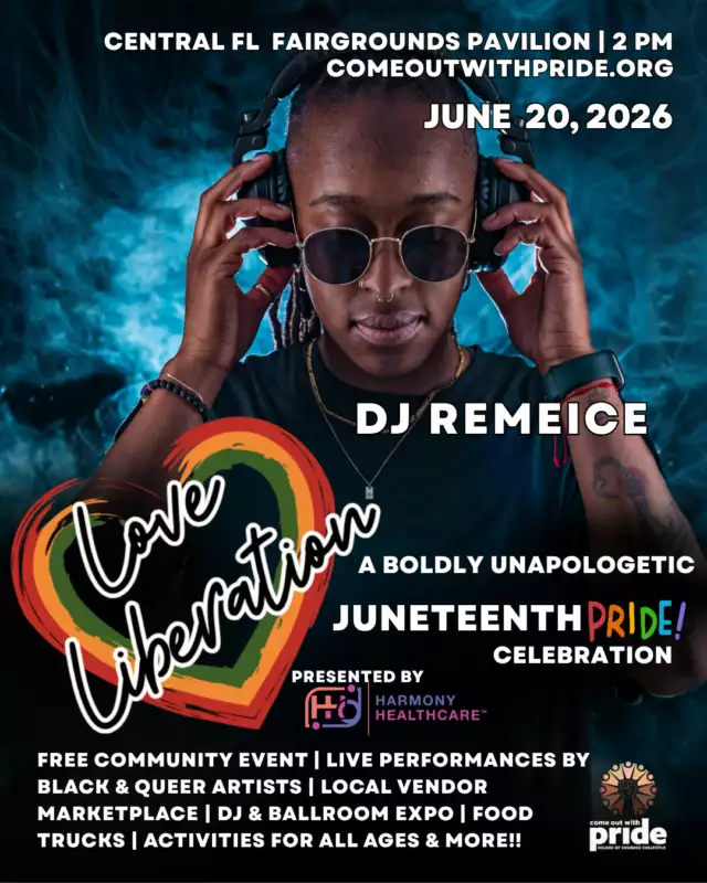 🔥🎉 THE PARTY IS HAPPENING RIGHT NOW! 🎉🔥⁠⁠What are you waiting for?! Come on down to Love & Liberation: A Boldly Unapologetic Juneteenth Pride Celebration! 🌈✊🏾🖤❤️💛💚⁠⁠🎟️ FREE Admission⁠🚗 FREE Parking⁠☀️ Rain or Shine⁠💨 HUGE Covered Pavilion + Fans Keeping It Cool⁠⁠The festival vibes are flowing all afternoon with music, community, food, drinks, shopping, dancing, and plenty of Black queer joy! 🎶🛍️🍴✨⁠⁠🎧 DJ Remeice is keeping the energy high, the music pumping, and the celebration moving!⁠⁠Come grab a bite, support amazing local vendors, explore the marketplace, enjoy family-friendly activities, connect with community, and celebrate freedom, pride, culture, and liberation with us.⁠⁠📍 Central Florida Fairgrounds Pavilion⁠⏰ Happening NOW through 6 PM⁠⁠Don't miss the LARGEST JUNETEENTH PRIDE CELEBRATION IN THE STATE OF FLORIDA!⁠⁠🏃🏾‍♀️🏃🏿‍♂️ Grab your friends, grab your family, and COME THROUGH! The party is on and we're saving a spot for you! 🔥🌈🎉⁠⁠#LoveAndLiberation #Juneteenth #Pride #DJRemeice #BlackJoy #QueerJoy #OrlandoEvents #JuneteenthCelebration #PrideCelebration #CommunityPowered #Pride #Florida #Orlando⁠