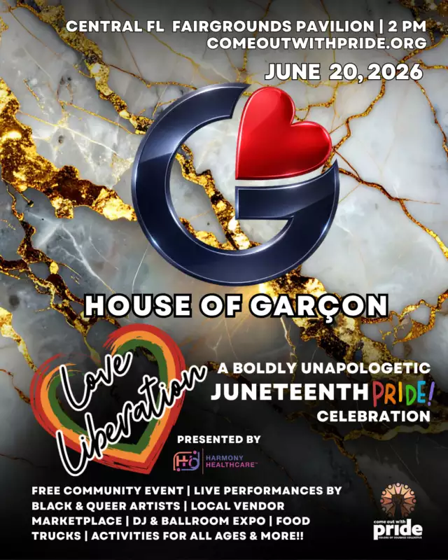 🔥👠 BIG ANNOUNCEMENT! 👠🔥⁠⁠The ballroom floor is about to come ALIVE at Love & Liberation: A Boldly Unapologetic Juneteenth Pride Celebration!⁠⁠Get ready for a jaw-dropping Ballroom Exhibition by the LEGENDARY House of Garçon — one of the most iconic and respected houses in ballroom culture. ✨🔥⁠⁠Experience the power, artistry, fashion, performance, and undeniable energy of ballroom and vogue as the House of Garçon takes the stage for a show-stopping exhibition you do NOT want to miss!⁠⁠Ballroom culture has long been a vital part of Black and LGBTQIA+ history, creating spaces of community, resilience, creativity, and self-expression. This special performance honors that legacy while celebrating the brilliance of Black queer excellence.⁠⁠🌈 Love & Liberation: A Boldly Unapologetic Juneteenth Pride Celebration⁠🗓 Saturday, June 20⁠📍 Central Florida Fairgrounds Pavilion⁠🕑 Gates Open at 2 PM | Show Starts at 3 PM⁠🎟 FREE & Family-Friendly⁠⁠Presented by Harmony Healthcare⁠⁠Join us for the LARGEST JUNETEENTH PRIDE CELEBRATION IN THE STATE OF FLORIDA featuring:⁠⁠🎶 Live performances + music by Black & queer artists⁠🛍 Marketplace featuring Black-owned, queer-owned, women-owned, and marginalized small businesses⁠🍴 Food trucks + spirits 🍹⁠💃🏾 DJs + festival vibes all day⁠🎨 Activities for all ages⁠✨ Community, culture, connection, pride, joy, and liberation⁠⁠Are you ready to witness LEGENDARY? 🔥👑⁠⁠#LoveAndLiberation #JuneteenthPride #BallroomCulture #HouseOfGarcon #Vogue #BlackQueerJoy #OrlandoPride #Juneteenth⁠