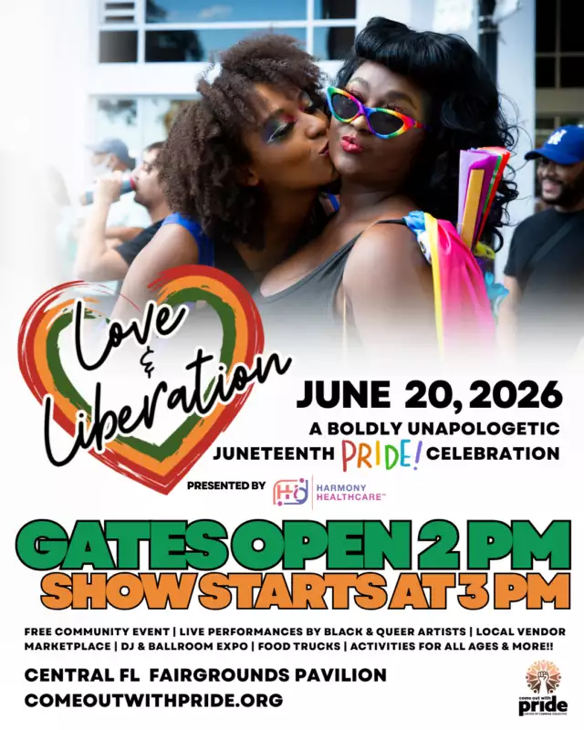 🎉 KNOW BEFORE YOU GO! 🎉⁠⁠Love & Liberation: A Boldly Unapologetic Juneteenth Pride Celebration is THIS SATURDAY! 🌈✊🏾🖤⁠⁠🌈✊🏾 Love & Liberation: A Boldly Unapologetic Juneteenth Pride Celebration⁠📅 Saturday, June 20⁠📍 Central Florida Fairgrounds Pavilion⁠🎟️ FREE & Family-Friendly⁠⁠⏰ Gates Open at 2:00 PM⁠🎤 Show Starts at 3:00 PM⁠⁠Get ready for an afternoon filled with live entertainment, high-energy performances, festival vibes, nonstop fun, powerful performances, community connection, and unforgettable moments at the LARGEST JUNETEENTH PRIDE CELEBRATION IN THE STATE OF FLORIDA! 🔥⁠⁠🎷 Live jazz and musical performances⁠🎶 Show-stopping entertainment⁠🛍️ Local vendors⁠🍔 Delicious food vendors⁠🍹 Bar vendors⁠🎨 Family activities⁠🚗 FREE admission & FREE easy parking⁠☀️ HUGE covered pavilion with large fans⁠🌦️ Rain or Shine — we're celebrating no matter what!⁠⁠Whether you're coming for the music, the food, the performances, the culture, or simply the good vibes, there's something for everyone. Bring your family, your friends, your dancing shoes, and your joy! 🖤🌈⁠⁠Presented by Harmony Healthcare.⁠⁠Let's celebrate freedom. Let's celebrate community. Let's celebrate LOVE & LIBERATION. ✨⁠