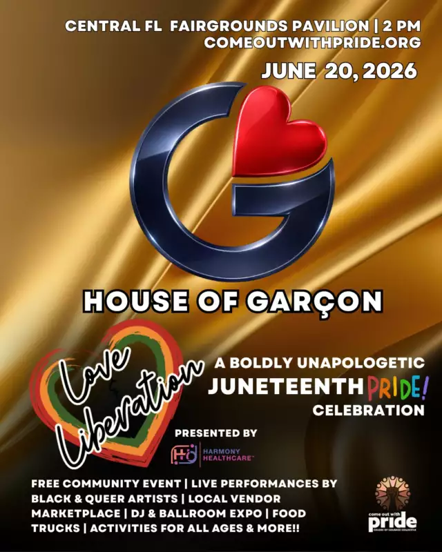 ⚡️🏆 LEGENDS ARE ENTERING THE BUILDING. 🏆⚡️⁠⁠Orlando, are you ready?!⁠⁠For one day only, the iconic House of Garçon will bring the magic, the movement, the fashion, and the fierce energy of ballroom culture to the stage at Love & Liberation: A Boldly Unapologetic Juneteenth Pride Celebration! 👠✨🔥⁠⁠Known across the ballroom community for their legendary status, House of Garçon represents excellence, artistry, and a legacy that has helped shape and elevate ballroom culture for generations.⁠⁠This isn't just a performance.⁠This is culture.⁠This is history.⁠This is Black queer excellence in motion.⁠⁠From dramatic runway moments to electrifying vogue performance, prepare to be captivated by a showcase that celebrates the creativity, resilience, and brilliance of our community.⁠⁠🌈 LOVE & LIBERATION: A BOLDLY UNAPOLOGETIC JUNETEENTH PRIDE CELEBRATION⁠🗓 THIS SATURDAY⁠📍 Central Florida Fairgrounds Pavilion⁠⏰ Gates Open at 2 PM | Show Starts at 3 PM⁠🎟 FREE & Family-Friendly⁠⁠Presented by Harmony Healthcare⁠⁠Join hundreds of community members for an unforgettable afternoon of:⁠✨ Live Entertainment⁠🎧 DJs⁠🛍 Local Vendors⁠🍴 Food & Drinks 🍹⁠🎨 Family Activities⁠💃 Ballroom Culture⁠🏳️‍🌈 Black Queer Joy⁠⁠Don't miss your chance to experience the House of Garçon LIVE at the LARGEST JUNETEENTH PRIDE CELEBRATION IN THE STATE OF FLORIDA! 🔥👑⁠⁠#LoveAndLiberation #JuneteenthPride #HouseOfGarcon #BallroomCulture #Vogue #BlackQueerExcellence #BlackQueerJoy #OrlandoEvents #FloridaPride⁠