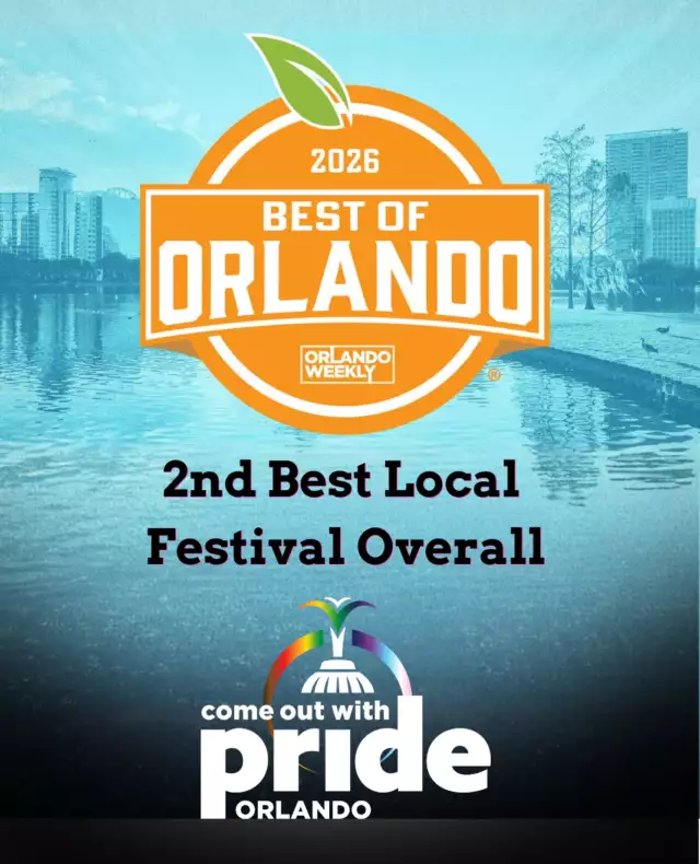 🎉 WE DID IT, ORLANDO! 🌈⁠⁠We are absolutely thrilled — and so incredibly grateful — to share that Come Out With Pride has been named the 2nd Best Local Festival Overall in Orlando Weekly’s Best of Orlando 2026! 🏆✨⁠⁠This recognition belongs to YOU. 💖 To every person who voted, showed up, marched, danced, volunteered, sponsored, performed, vended, celebrated, and helped make Pride what it is — THANK YOU!⁠⁠And if you haven’t experienced Come Out With Pride yet… what are you waiting for?! 👀🌈⁠⁠On October 17, 2026, Lake Eola Park will once again transform into one of the biggest celebrations of LGBTQIA+ pride in the Southeast. Join more than 240,000 Pride-goers for a full day of community, music, entertainment, food, vendors, dancing, the Most Colorful Parade, Pride Rally, VIP experiences, and our unforgettable fireworks finale. 🎆⁠⁠There’s something for everyone — from family-friendly spaces and community programming to the Marketplace, SponsorWalk, stages packed with incredible entertainment, and plenty of ways to celebrate your Pride your way.⁠⁠This isn’t just a festival. It’s our community coming together to celebrate who we are, lift each other up, and show Orlando what Pride looks like. ❤️🧡💛💚💙💜⁠⁠Thank you, Orlando, for continuing to show up for Come Out With Pride. We’re honored to be your 2nd Best Local Festival Overall — and we’re just getting started! 🌈✨⁠⁠🎟️ Mark your calendar: October 17, 2026⁠📍 Lake Eola Park | Orlando, FL⁠⁠Come celebrate with us! 🏳️‍🌈⁠⁠#ComeOutWithPride #COWP2026 #BestOfOrlando #OrlandoPride #PrideOrlando #LGBTQIA #OrlandoEvents #Pride2026⁠