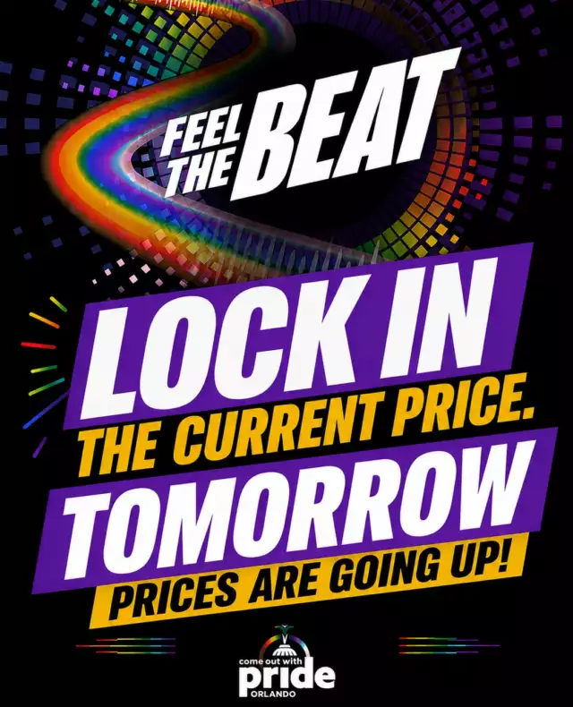 🚨🚨 LAST DAY! LAST CALL! 🚨🚨⁠⁠VENDORS & PARADE PARTICIPANTS — THIS IS IT! 🌈⁠⁠⏰ PRICES GO UP TOMORROW!⁠⁠Today is your LAST chance to lock in current pricing for the 2026 Come Out With Pride Festival.⁠⁠🛍️ Marketplace Vendor spots — LIMITED!⁠🌈 Parade Participant opportunities — LIMITED!⁠🍴 Food Vendor spots — SOLD OUT!⁠⁠If you’ve been saying “I’ll apply later”… THIS IS LATER. 😅⁠⁠🔥 LOCK IN YOUR PRICE TODAY!⁠🔥 APPLY NOW!⁠🔥 DON’T PAY MORE TOMORROW!⁠⁠Tomorrow, September 1, prices go up. And once the remaining spots are gone, they’re gone!⁠⁠👉🏽 APPLY NOW: Link in the Bio⁠⁠📅 Saturday, October 17, 2026⁠📍 Lake Eola Park • Downtown Orlando⁠⁠⏳ TODAY ONLY at current pricing.⁠⁠Come show up. Come celebrate. Come be part of Pride! 🏳️‍🌈✨⁠⁠#ComeOutWithPride #COWP2026 #OrlandoPride #PrideOrlando #PrideFestival #OrlandoEvents #PrideMarketplace⁠