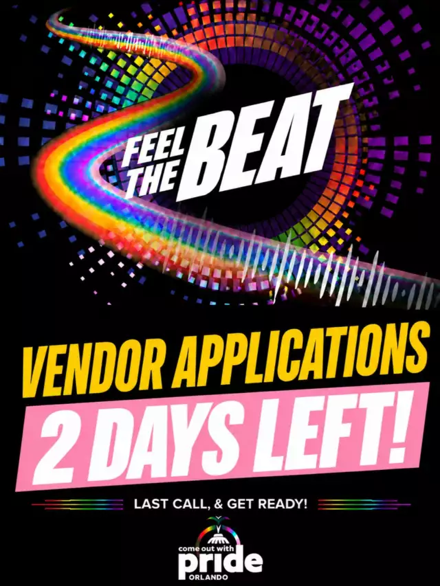 🚨 2 DAYS LEFT! 🚨⁠⁠Okay… seriously. What are you waiting for?! 👀🌈⁠⁠The 2026 Come Out With Pride Festival is calling — and applications CLOSE SEPTEMBER 23!⁠⁠🛍️ Marketplace? LIMITED!⁠🌈 Parade? LIMITED!⁠🍴 Food Vendors? SOLD OUT!⁠⁠🔥 APPLY NOW: Link in the bio⁠⁠⏳ 2 DAYS. DON’T MISS YOUR MOMENT.⁠⁠October 17. Lake Eola. Orlando Pride 🏳️‍🌈🌈🎉⁠⁠#ComeOutWithPride #COWP2026 #OrlandoPride #PrideOrlando #PrideFestival