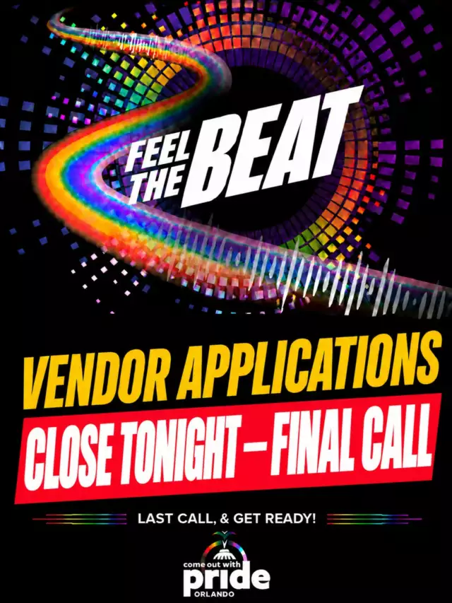 🚨🚨 FINAL CALL! 🚨🚨⁠⁠THIS IS IT, PRIDE FAMILY. 🌈⁠⁠Applications for the 2026 Come Out With Pride Festival & Parade CLOSE TONIGHT — SEPTEMBER 23!⁠⁠🚫 NO EXCEPTIONS.⁠🔒 ONCE THEY CLOSE, THEY’RE CLOSED.⁠⁠🍴 Food Vendors — SOLD OUT!⁠🛍️ Marketplace — FINAL OPPORTUNITIES!⁠🌈 Parade Participants — FINAL OPPORTUNITIES!⁠⁠If you’ve been thinking about applying, STOP SCROLLING and DO IT NOW. 👀⁠⁠🔥 APPLY.⁠🔥 SUBMIT.⁠🔥 GET IN.⁠⁠Don’t wake up tomorrow wishing you had done it tonight.⁠⁠👉🏾 APPLY NOW: Link in the bio⁠⁠October 17 • Lake Eola Park • Orlando⁠⁠🚨 APPLICATIONS CLOSE TONIGHT. NO EXCEPTIONS. 🚨⁠⁠See you at Pride! 🏳️‍🌈🎉⁠⁠#ComeOutWithPride #COWP2026 #OrlandoPride #PrideOrlando #PrideFestival #PrideParade