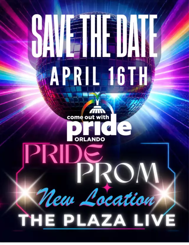 🚨 ORLANDO, IT’S TIME TO MARK YOUR CALENDAR. 🚨⁠⁠Because the BIGGEST night of queer joy is coming back… and baby, we’re making it bigger, louder, and even more fabulous. 🪩🌈✨⁠⁠💖 THE 6TH ANNUAL PRIDE PROM 💖⁠⁠📅 FRIDAY NIGHT, APRIL 16, 2027⁠📍 THE PLAZA LIVE⁠🔞 21+⁠⁠YES. PRIDE PROM IS BACK.⁠And we are already planning the kind of night that makes you say, “Okayyyy, THIS is how prom should’ve been!” 💃🏽🕺🏽⁠⁠For our 6th Annual Pride Prom, we’re thrilled to bring the celebration to our NEW HOME —>> The Plaza Live! 🎶✨⁠⁠But Pride Prom has never just been about the venue.⁠⁠It’s about YOU. 🌈⁠⁠It’s for the person who never got to have the prom they dreamed about.⁠The person who didn’t feel safe showing up as their full self.⁠The one who skipped prom altogether.⁠The one who went… and knows they deserved WAY more. 😂⁠And everyone who simply wants an excuse to get dressed UP, show OUT, dance HARD, and celebrate with their chosen family.⁠⁠This is your prom.⁠Your night.⁠Your people.⁠Your moment to be unapologetically YOU. 💖⁠⁠So tell your date.⁠Text the group chat.⁠Start planning the outfit. 👀⁠Dust off the dancing shoes. 👠⁠And put this date somewhere you CANNOT forget it.⁠⁠🪩 SAVE THE DATE 🪩⁠⁠FRIDAY NIGHT • APRIL 16, 2027⁠⁠6th Annual Pride Prom⁠The Plaza Live⁠21+⁠⁠One night.⁠A whole lot of queer joy.⁠And SO. MUCH. MORE. ✨🌈🔥⁠⁠More details coming soon. 👀⁠⁠#PrideProm #PrideProm2027 #ComeOutWithPride #COWPride #OrlandoPride #QueerJoy #LGBTQIA #ChosenFamily #ThePlazaLive #SaveTheDate⁠