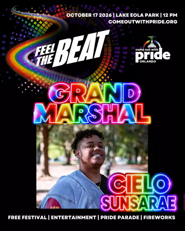🌈✨ GRAND MARSHAL SPOTLIGHT: CIELO SUNSARAE ✨🌈⁠⁠Meet one of the leaders helping transform what visibility looks like for Black and trans communities across the country. 🏳️‍⚧️💖⁠⁠Cielo Sunsarae is the Founder & Executive Director of The Queer Trans Project, a Black- and trans-led nonprofit working to expand access to free, gender-affirming resources for trans and queer people nationwide.✊🏾⁠⁠From Jacksonville to communities across the country, Cielo is creating tangible support, building community, and making sure trans people have access to the resources they need to live authentically and thrive. 🌈✨⁠⁠That work matters. Representation matters. And Cielo reminds us that Pride is about more than being seen — it’s about making sure our communities are supported, empowered, and celebrated.⁠⁠Now Orlando, it’s time to celebrate Cielo! 👑🌈⁠⁠🎉 Catch Cielo leading the Most Colorful Parade on Saturday, October 17 from 4–6 PM at Lake Eola Park!⁠⁠Pull out your BEST Pride gear, bring the glitter, bring the flags, bring the whole crew — and make some NOISE for Cielo! 📣✨⁠⁠Let’s fill the streets with color, joy, and a whole lot of Pride! FEEL THE BEAT. 🏳️‍🌈🔥⁠⁠#FeelTheBeat #ComeOutWithPride #CieloSunsarae #TheQueerTransProject #GrandMarshal #MostColorfulParade #OrlandoPride #TransPride