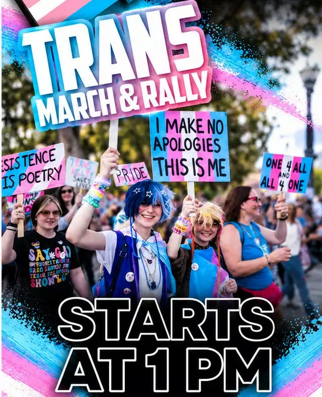 🏳️‍⚧️ TRANS RALLY. TRANS MARCH. 🏳️‍⚧️⁠⁠The day doesn’t stop at Trans Pride — we’re taking it to the streets! 💙🩷🤍⁠⁠Join us at the Trans Pride Rally starting at 1 PM at Lake Eola Park, then grab your signs, grab your people, and walk with us as we head out for the Trans March! 🏳️‍⚧️📣⁠⁠Come raise your voice. Celebrate trans joy. Show up for trans visibility. Take up space. BE SEEN. ✨⁠⁠📅 October 17, 2026 ⁠📍 Lake Eola Park ⁠⏰ Rally starts at 1 PM ⁠➡️ Then we MARCH!⁠⁠Bring your pride. Bring your signs. Bring your community. ⁠🏳️‍⚧️ LET’S FILL ORLANDO WITH TRANS PRIDE! 🏳️‍⚧️⁠⁠#TransPride #TransMarch #TransRally #TransJoy #TransVisibility #TransAndNonBinary #ComeOutWithPride #OrlandoPride #Pride2026