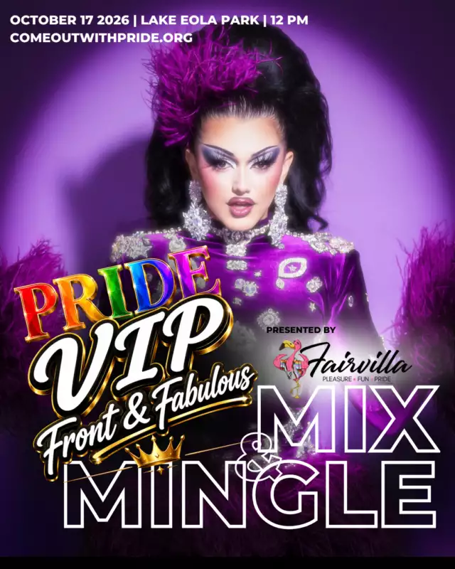 👑 GET READY TO MIX & MINGLE WITH THE QUEENS! 👑⁠⁠Pride VIP: Front & Fabulous has a NEW way to get you closer to the stars!⁠⁠✨ THE VIP MIX & MINGLE WITH OUR PRIDE HEADLINERS ✨⁠⁠Presented by Fairvilla, this exclusive VIP experience gives you the chance to meet and connect with the Queens bringing Pride to life!⁠⁠Come say hello, chat with the stars, snap a selfie, and make a fabulous Pride memory. 📸✨⁠⁠Meet your 2026 Pride Headliners:⁠⁠👑 Ginger Minj ⁠👑 Roxxxy Andrews ⁠👑 Detox ⁠👑 Myki Meeks ⁠👑 Sasha Colby⁠⁠And that’s just ONE part of your Front & Fabulous experience!⁠⁠🎤 Upfront Diva Stage viewing ⁠💎 Exclusive Fairvilla VIP activation ⁠🌈 Private parade bleachers ⁠🎆 Exclusive fireworks viewing ⁠🥂 Private VIP bars + complimentary drinks ⁠🍴 Catered bites by Sonny’s BBQ ⁠❄️ Air-conditioned VIP lounge ⁠✨ Luxury air-conditioned bathrooms ⁠…and MORE!⁠⁠This isn’t the VIP you remember.⁠⁠THIS IS VIP REIMAGINED. 💎⁠⁠The Queens are coming. The Mix & Mingle is waiting. And that selfie? We think it’s going to look fabulous. 👀📸⁠⁠🎟️ GET YOUR VIP TICKETS NOW:⁠ Link in the Bio⁠⁠PRIDE VIP: FRONT & FABULOUS ⁠PRESENTED BY FAIRVILLA ⁠October 17 | Lake Eola Park | 21+ ONLY⁠⁠Come closer. Mix. Mingle. Get fabulous. 👑🌈✨