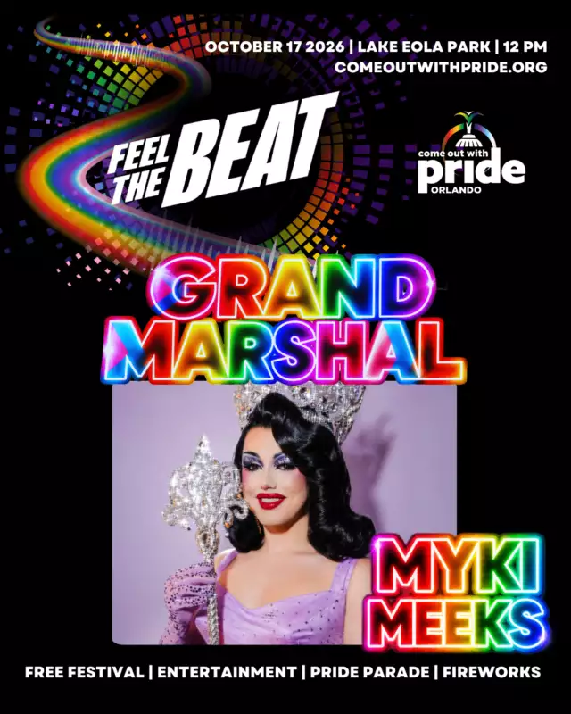 👑🌈 GRAND MARSHAL SPOTLIGHT: MYKI MEEKS 🌈👑⁠⁠ORLANDO, OUR QUEEN HAS THE CROWN! 👑✨⁠⁠Myki Meeks made HERstory in 2026 when she was crowned the winner of RuPaul’s Drag Race Season 18 — officially becoming America’s Next Drag Superstar! 🏆💖⁠⁠But long before the crown, Myki was lighting up Orlando stages with her incredible talent, theatricality, humor, and larger-than-life presence. She’s a proud part of our local drag and arts community — and now she’s taking that Orlando magic to the world! ✨⁠⁠We couldn’t be more excited to celebrate this hometown superstar as one of our 2026 Grand Marshals! 🌈⁠⁠🎉 SEE MYKI LEAD THE MOST COLORFUL PARADE!⁠📅 Saturday, October 17⁠📍 Lake Eola Park⁠🌈 Parade: 4–6 PM⁠⁠Orlando, this is your moment to show our queen some LOVE! 👑⁠⁠#FeelTheBeat #ComeOutWithPride #MykiMeeks #GrandMarshal #RuPaulsDragRace #AmericasNextDragSuperstar #MostColorfulParade #OrlandoPride