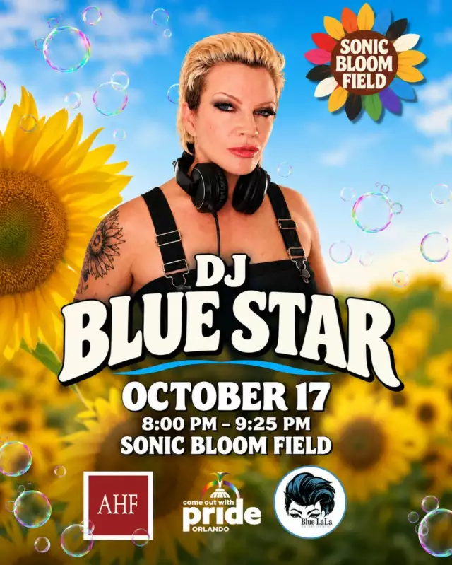 🌟🎧 FRESH OFF THE WORLDPRIDE STAGE… DJ BLUE STAR IS COMING HOME TO SONIC BLOOM! 🌸🔥⁠⁠She’s a local icon. A powerhouse DJ. A producer. And the creative force behind the Sonic Bloom Field. 💫⁠⁠After taking her sound to the WorldPride stage, DJ Blue Star is bringing that BIG festival energy right back to Orlando. 🌈🔊⁠⁠This isn’t just another DJ set — this is the woman who helped create the vibe, energy and vision behind the Sonic Bloom Field. 🪩✨⁠⁠Get ready for deep beats, high energy, queer joy and a dance floor that does NOT quit. 💃🏽🔥⁠⁠🌸 SONIC BLOOM FIELD⁠🎧 DJ BLUE STAR⁠📍 Lake Eola Park⁠📅 October 17, 2026⁠⁠Fresh off WorldPride.⁠Straight into the Bloom. 🌸⁠⁠Orlando, LET’S DANCE. 🔊🌈🪩⁠⁠#ComeOutWithPride #FeelTheBeat #SonicBloom #DJBlueStar #WorldPride #OrlandoPride #Pride2026 #QueerJoy #FestivalVibes