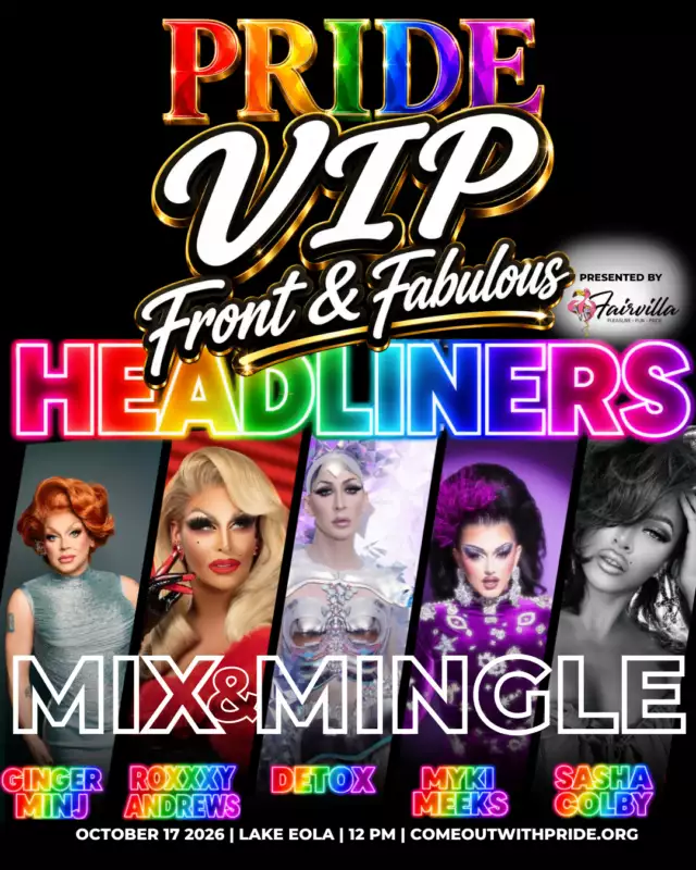 🚨 FRONT & FABULOUS IS FLYING! 🚨👀⁠⁠Our reimagined Pride VIP experience is almost gone — and this is your chance to get closer to the Queens. 👑💎⁠⁠ONLY VIP gets you into the exclusive Mix & Mingle with our 2026 Pride Headliners:⁠⁠👑 Ginger Minj ⁠👑 Roxxxy Andrews ⁠👑 Detox ⁠👑 Myki Meeks ⁠👑 Sasha Colby⁠⁠Chat. Connect. Grab your selfie. 📸✨ Make a Pride memory you won’t get anywhere else.⁠⁠Plus:⁠🎤 Upfront Diva Stage viewing ⁠🥂 Private VIP bars + complimentary drinks ⁠🌈 Private parade & fireworks viewing ⁠🍴 Sonny’s BBQ ⁠❄️ Air-conditioned VIP lounge ⁠💎 Exclusive Fairvilla VIP activation⁠⁠Pride VIP: Front & Fabulous is presented by Fairvilla — and VIP spots are going FAST.⁠⁠Once they’re gone, they’re gone.⁠⁠Don’t miss your chance to get closer. 👀⁠⁠🎟️ GET FRONT & FABULOUS NOW:⁠https://www.eventeny.com/events/ticket?id=29666⁠⁠PRIDE VIP: FRONT & FABULOUS ⁠PRESENTED BY FAIRVILLA ⁠October 17 | Lake Eola Park | 21+ ONLY⁠⁠Come for the Queens. Stay for the VIP. 👑✨