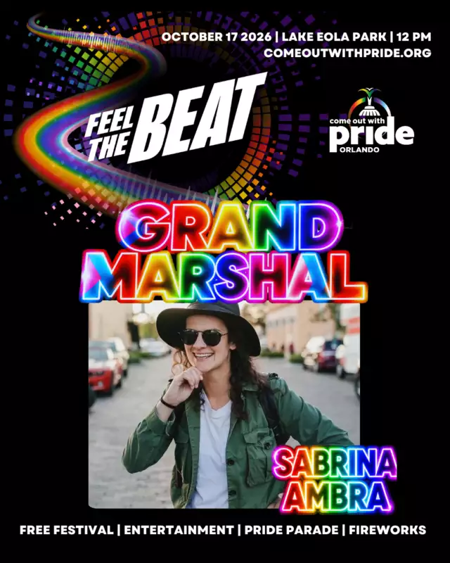 👑🌈 GRAND MARSHAL SPOTLIGHT: SABRINA AMBRA 🌈👑⁠⁠Some people don’t just show up for community — they help BUILD it. 💖⁠⁠Sabrina Ambra has been a powerful presence in Central Florida’s LGBTQIA+ community, helping create spaces where queer people can connect, celebrate, and feel like they belong. Her dedication to visibility, community, and Pride makes her an incredible part of this year’s Grand Marshal crew! 🏳️‍🌈✨⁠⁠And now it’s her turn to take the spotlight! 🌟⁠⁠🎉 See Sabrina lead the MOST COLORFUL PARADE on Saturday, October 17 from 4–6 PM at Lake Eola Park! 📣🌈⁠⁠artwork by buttercup⁠⁠#FeelTheBeat #ComeOutWithPride #GrandMarshal #SabrinaAmbra #MostColorfulParade #OrlandoPride