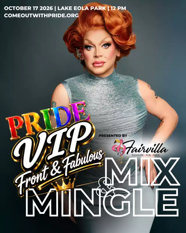 👑 YOUR VIP INVITATION HAS ARRIVED. 👑⁠⁠If you’ve been waiting for a sign to go FRONT & FABULOUS… this is it.⁠⁠Pride VIP: Front & Fabulous, presented by Fairvilla, gives you access to the VIP-only Mix & Mingle with our 2026 Pride Headliners:⁠⁠👑 Ginger Minj ⁠👑 Roxxxy Andrews ⁠👑 Detox ⁠👑 Myki Meeks ⁠👑 Sasha Colby⁠⁠Chat with the Queens. Connect. Get your selfie. 📸✨⁠⁠Plus, enjoy the best of Pride from the VIP side:⁠⁠🎤 Upfront Diva Stage viewing ⁠🥂 Private bars + complimentary drinks ⁠🌈 Private parade & fireworks viewing ⁠🍴 Catered bites by Sonny’s BBQ ⁠❄️ Air-conditioned VIP lounge ⁠💎 Exclusive Fairvilla VIP activation⁠⁠✨ VIP access is limited and tickets are moving quickly.⁠⁠Make this the Pride you remember.⁠⁠🎟️ GET FRONT & FABULOUS: LINK IN BIO⁠⁠PRIDE VIP: FRONT & FABULOUS ⁠PRESENTED BY FAIRVILLA ⁠October 17 | Lake Eola Park | 21+ ONLY⁠⁠artwork by buttercup⁠⁠Come closer. Mix. Mingle. Make it fabulous. 👑🌈