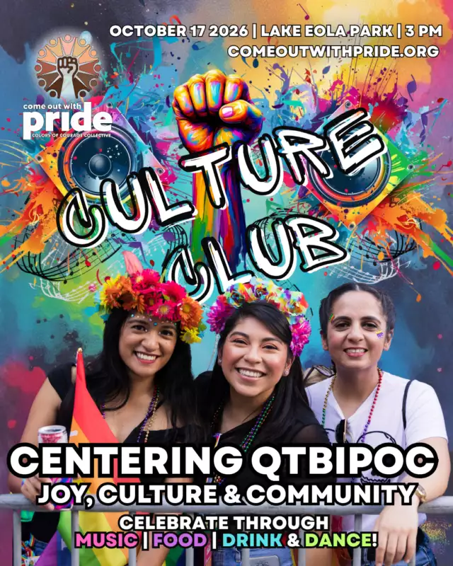 🔥🏳️‍⚧️ YOUR CULTURE. YOUR PEOPLE. YOUR MOMENT. 🌈✊🏽⁠⁠Culture Club is calling our QTBIPOC community to the dance floor! ❤️🧡💛💚💙💜🖤🤎⁠⁠Hosted by Colors of Courage Collective, this Black & Brown space celebrates ALL of us — including our trans and nonbinary siblings who deserve to feel seen, affirmed, and celebrated. 🏳️‍⚧️⁠⁠🎶 Global beats & cultural sounds ⁠💃🏽 Music that moves you ⁠🍽️ Food, drinks & good vibes ⁠❤️ Community, connection & unapologetic joy!⁠⁠Come as you are. Take up space. Celebrate every part of who you are. This space is made for YOU!⁠⁠🎶 MUSIC STARTS AT 3 PM!⁠📅 October 17 | 📍 Lake Eola Park⁠⁠CULTURE CLUB — WHERE WE SHOW UP, TURN UP, AND CELEBRATE US! 🔥🌈⁠⁠Hosted by Come Out With Pride’s Colors of Courage Collective.